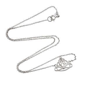 Estate Sterling Silver 925 Crown Pendant Necklace 16"